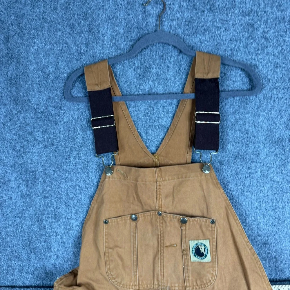 Berne Overalls Mens Size 32 Brown Duck Canvas Double Knee Workwear Bibs Good